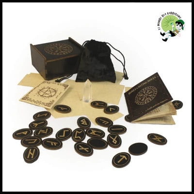 Ensemble de Pierres Runiques Sorcière en Bois - 1 - Kits d’initiation à la divination