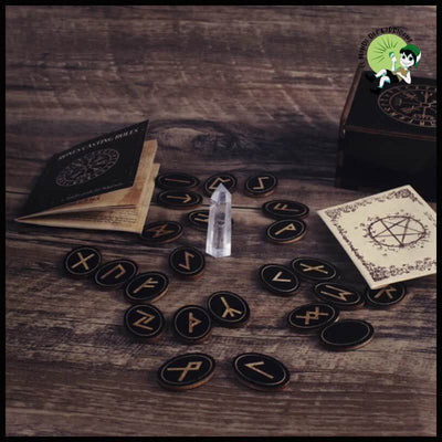 Ensemble de Pierres Runiques Sorcière en Bois - 1 - Kits d’initiation à la divination