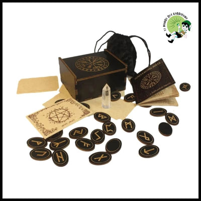 Ensemble de Pierres Runiques Sorcière en Bois - 1 - Kits d’initiation à la divination