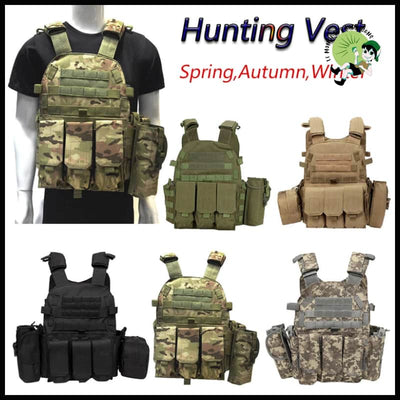 Gilet de chasse Body Armor Tactical Multi-fonctionnel en nylon - Sac à dos avec motifs floraux et naturels