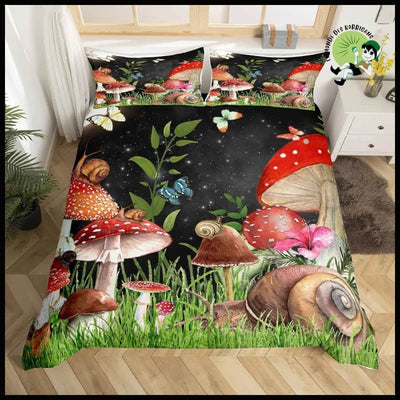 Housse de Couette Champignon Lune - 4 / 135x200cm 2pcs - Coussins et couvertures avec des motifs champignons