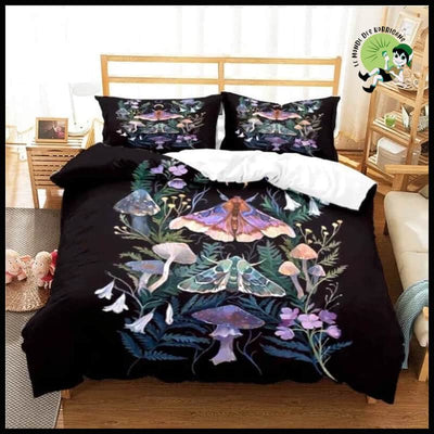 Housse de Couette Moth Champignon - F / 135x200cm 3pcs - Coussins et couvertures avec des motifs champignons