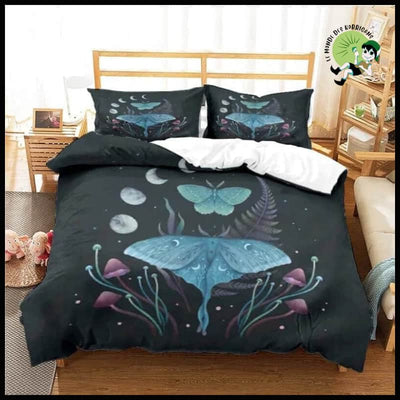 Housse de Couette Moth Champignon - H / 135x200cm 3pcs - Coussins et couvertures avec des motifs champignons