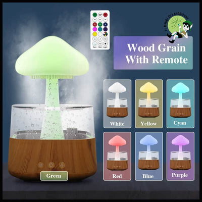 Humidificateur Champignon Lumière Colorée - Bois avec Télécommande - Lampes et éclairages en forme de champignon