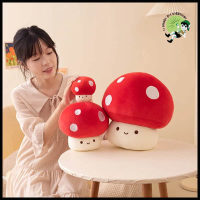 Jouets Peluche Champignons Mignons - Coussins et couvertures avec des motifs de champignons