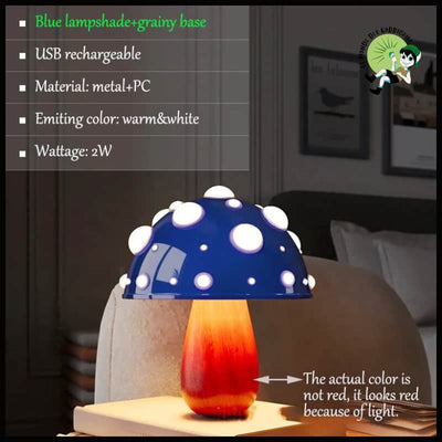 Lampe Champignon LED Bicolore - Granuleux & Bleu - Lampes et éclairages en forme de champignon