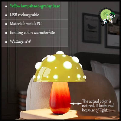 Lampe Champignon LED Bicolore - Granuleux & Jaune - Lampes et éclairages en forme de champignon