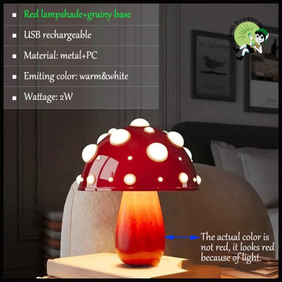 Lampe Champignon LED Bicolore - Granuleux & Rouge - Lampes et éclairages en forme de champignon