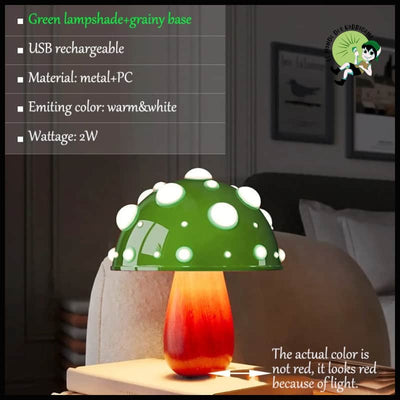 Lampe Champignon LED Bicolore - Granuleux & Vert - Lampes et éclairages en forme de champignon