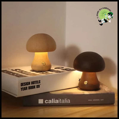 Lampe Champignon LED En Bois - Lampes et éclairages en forme de champignon