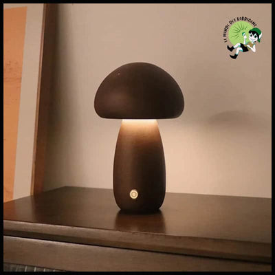 Lampe Champignon LED En Bois - Noyer-A / 3 COULEURS - Intensité variable - Lampes et éclairages en forme de champignon