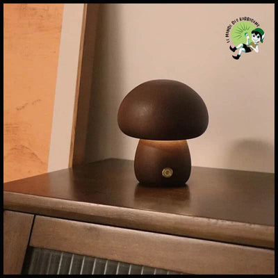 Lampe Champignon LED En Bois - Noyer-B / 3 COULEURS - Intensité variable - Lampes et éclairages en forme de champignon