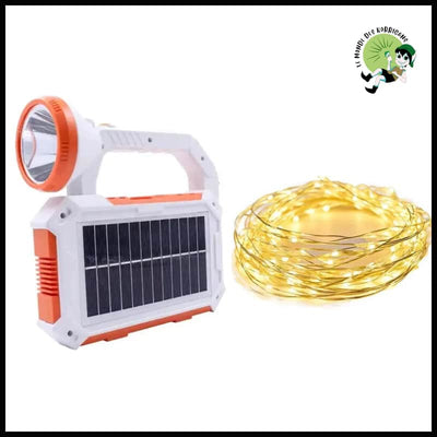 Lampe de Recherche Solaire Polyvalente Rechargeable USB pour Camping en Plein Air - Guirlande Lumineuse - Lampes