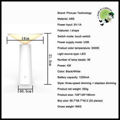 Lampe de Table LED Fashion - 13.9x13.9x19.5cm / Blanc / 3W | 1 pcs - Lampes et éclairages en forme champignon