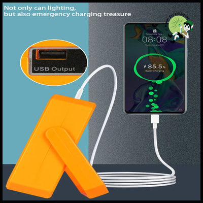 Lampe de Travail Portable et Rechargeable à LED Solaire 6000mAh - Orange - Lampes camping solaires