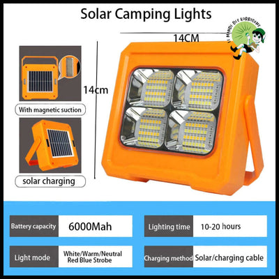 Lampe de Travail Portable et Rechargeable à LED Solaire 6000mAh - Orange - Lampes camping solaires