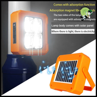 Lampe de Travail Portable et Rechargeable à LED Solaire 6000mAh - Orange - Lampes camping solaires