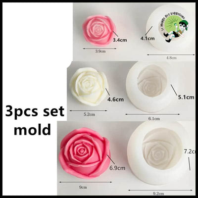 Moule en Silicone pour Bougie Rose 3D - Ensemble de Moules 3 Pièces - Bougies rituelles à base cire naturelle