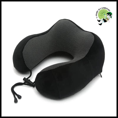 Oreiller de Voyage en Mousse à Mémoire Forme U - Noir - Accessoires voyage durables