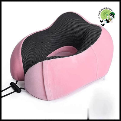 Oreiller de Voyage en Mousse à Mémoire Forme U - Rose - Accessoires voyage durables