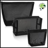 Organisateur de Trousses Toilette en Maille Noire - 3 pcs Ensemble - toilette écologiques