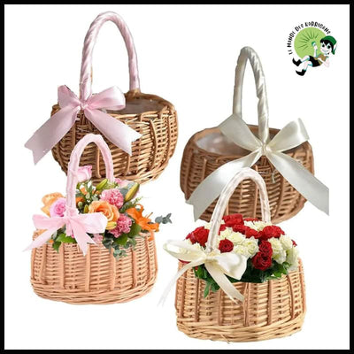 Panier Fleurs Tissé Rattan - panier