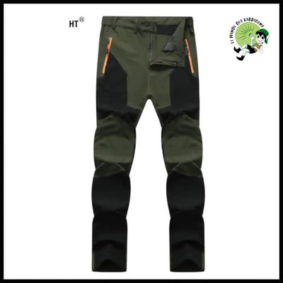 Pantalon Randonnée Été Homme - Noir Vert Armée / Asian Taille L - Pantalons résistants à l’eau et aux taches