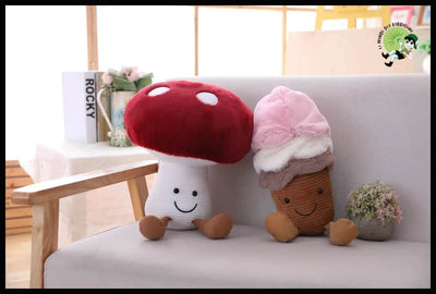 Peluche Champignon Cartoon: Douceur Ludique - Coussins et couvertures avec des motifs de champignons