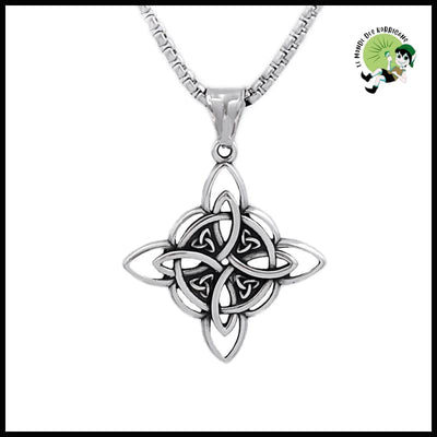 Pendentif Nœud de Sorcière Viking en Acier Inoxydable - 60cm Chaîne - Colliers avec pendentifs symboliques