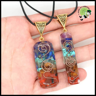 Pendentif Orgone Rétro à 7 Chakras en Pierre Naturelle - Pendules divinatoires