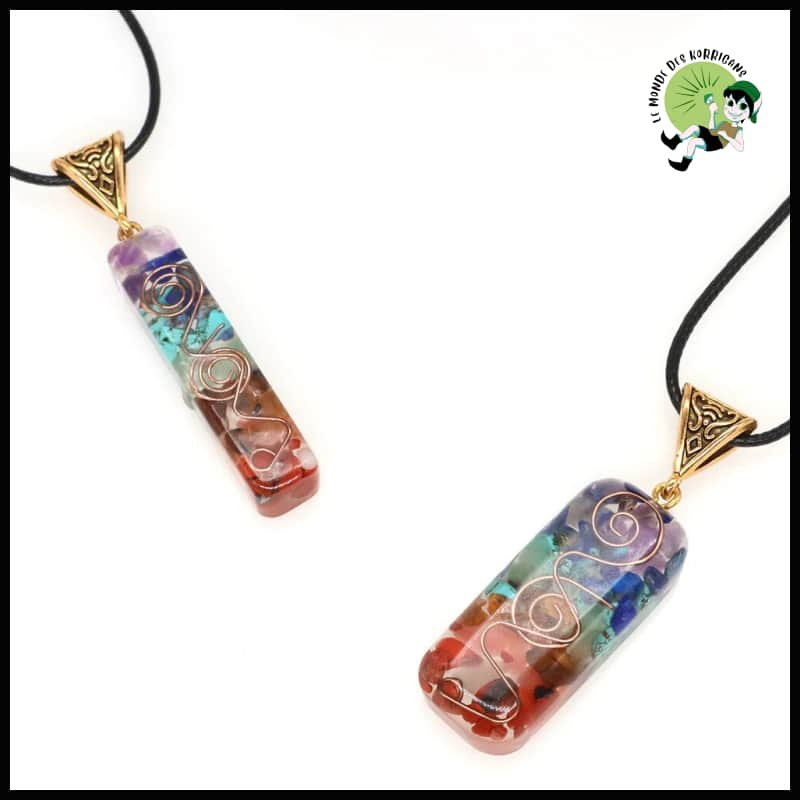 Pendentif Orgone Rétro à 7 Chakras en Pierre Naturelle - Pendules divinatoires