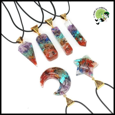 Pendentif Orgone Rétro à 7 Chakras en Pierre Naturelle - Pierres Aléatoires / 1 PC - Pendules divinatoires