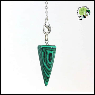 Pendule de Cristal Hexagonal à 6 Facettes pour la Divination et Guérison - Malachite - Pendules divinatoires