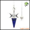 Pendule en Pierre Naturelle avec Lune et Pentagramme - Lapis Lazuli - Pendules divinatoires