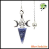 Pendule en Pierre Naturelle avec Lune et Pentagramme - Sodalite Bleue - Pendules divinatoires