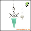 Pendule en Pierre Naturelle avec Lune et Pentagramme - Vert Aventurine - Pendules divinatoires