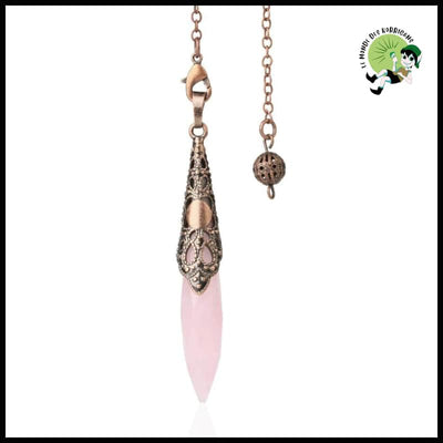 Pendule Spirituel en Cristal de Roche - Quartz Rose - Pendules divinatoires