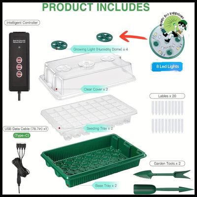 Plateau de démarrage graines avec éclairage - Vert - Kits culture champignons à domicile