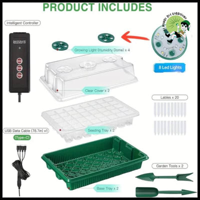 Plateau de démarrage graines avec éclairage - Vert - Kits culture champignons à domicile