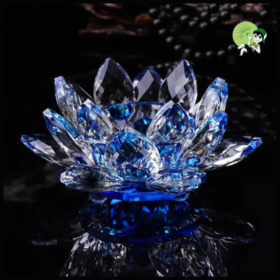 Porte-Bougeoirs en Lotus de Cristal - Bleu / 1Pc - Bougeoirs sculptés à la main