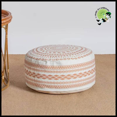 Pouf Marocain de Luxe en Coton - 4 - Coussins méditation avec motifs naturels