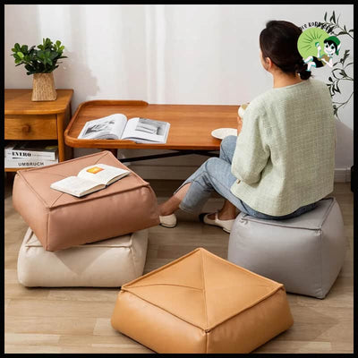 Pouf Ottoman Cuir Artificiel Japonais - Coussins de méditation avec motifs naturels