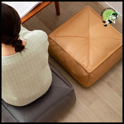 Pouf Ottoman Cuir Artificiel Japonais - Coussins de méditation avec motifs naturels