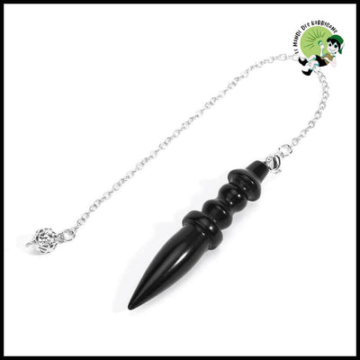 Rose Quartz Pendulum Cone Pendant - Noir Onyx - Pendules divinatoires