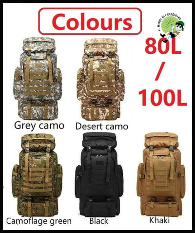 Sac à dos de montagne tactique militaire 80L/100L - avec motifs floraux et naturels