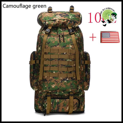 Sac à dos de montagne tactique militaire 80L/100L - Camouflagevert (100L - avec motifs floraux et naturels