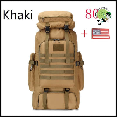 Sac à dos de montagne tactique militaire 80L/100L - Kaki (80L) - avec motifs floraux et naturels