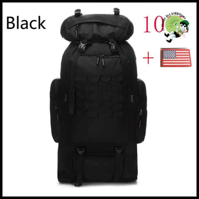 Sac à dos de montagne tactique militaire 80L/100L - Noir (100L) - avec motifs floraux et naturels