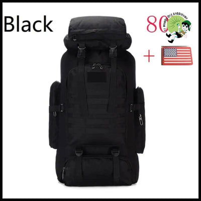 Sac à dos de montagne tactique militaire 80L/100L - Noir (80L) - avec motifs floraux et naturels