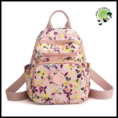 Sac à Dos de Voyage en Nylon Luxueux Imprimé Floral pour Femmes - dos avec motifs floraux et naturels